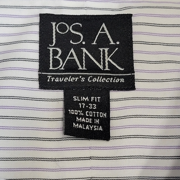 Jos A Bank dress shirt Men's Size 17 purple And Black Striped - Picture 2 of 6